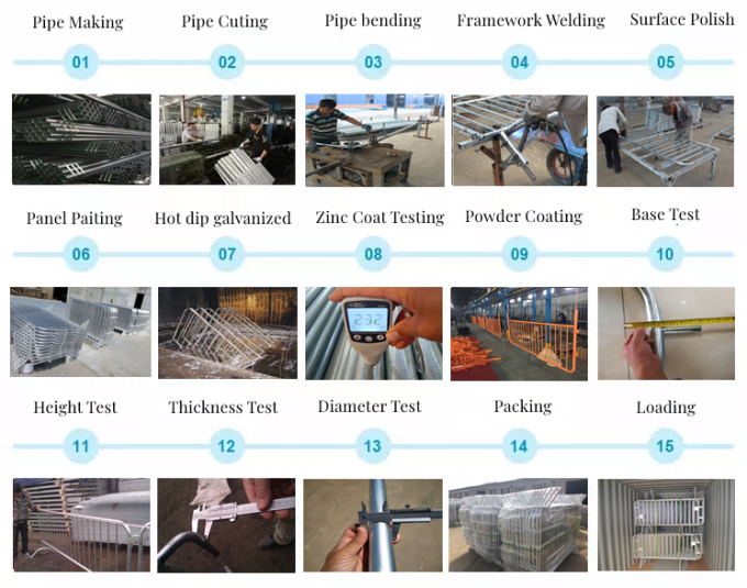 Nắm nóng nhựa galvanized kim loại hàng rào kiểm soát đám đông an ninh di động 4