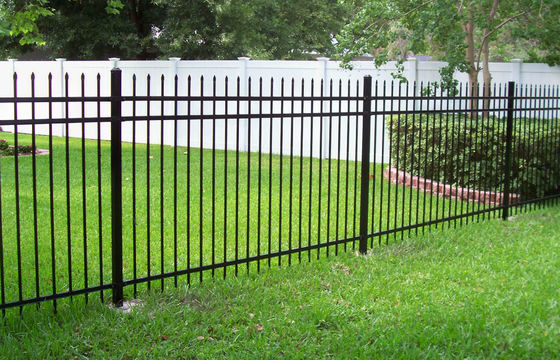 Sơn tĩnh điện 2 đường sắt 5 Ft Hàng rào nhôm màu đen cao