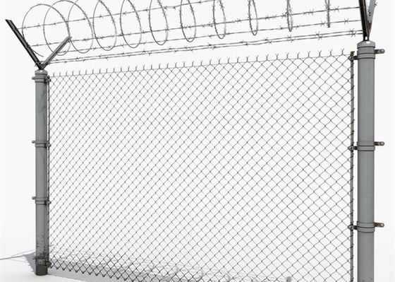 9 Gauge Galvanized Diamond Wire Mesh / PVC Plastic Vinyl Cyclone Chain Link Fence cho đường cao tốc đường sắt tạm thời